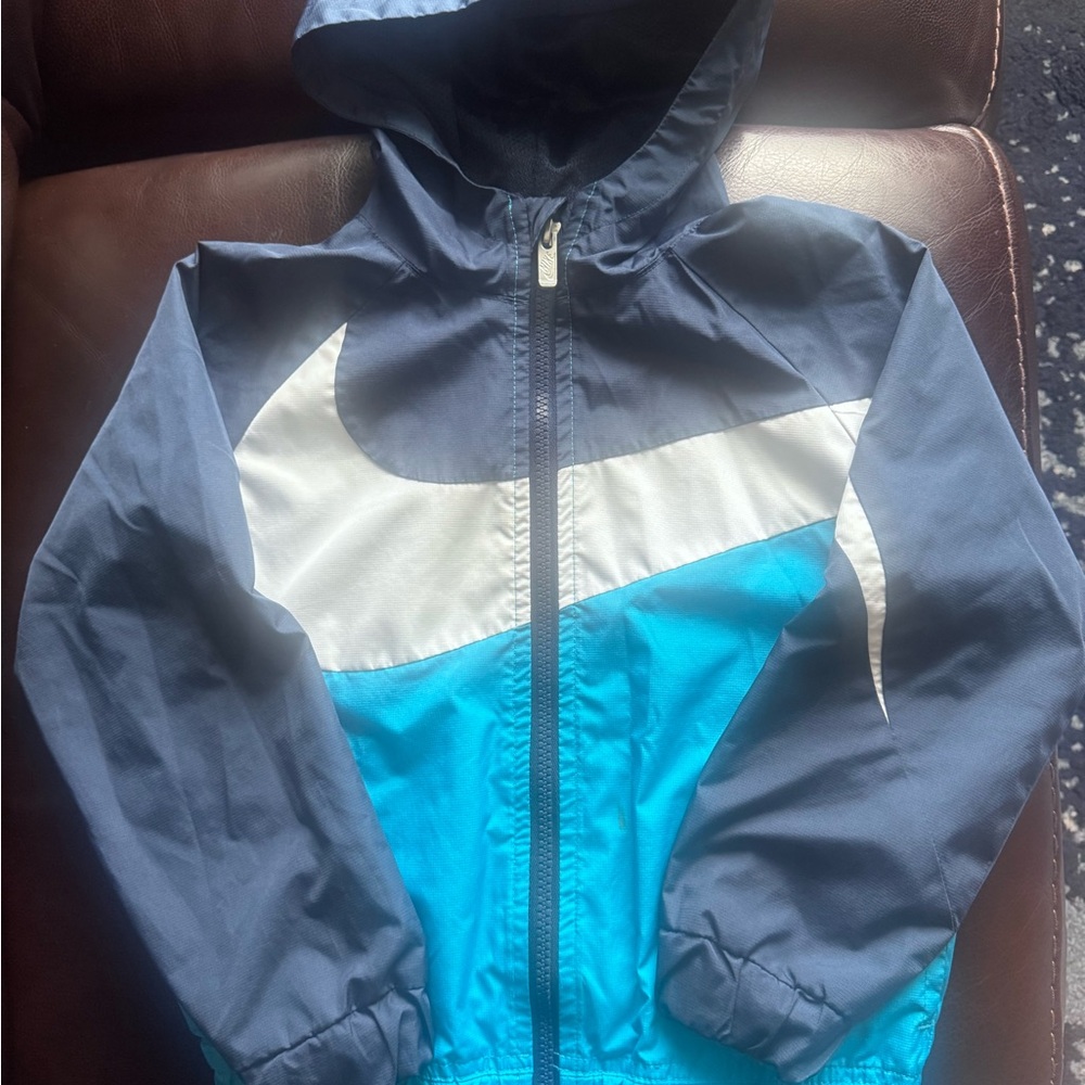 Nike Kids Boys Blue and White Mesh Windbreaker Jacket Hooded Full Zip